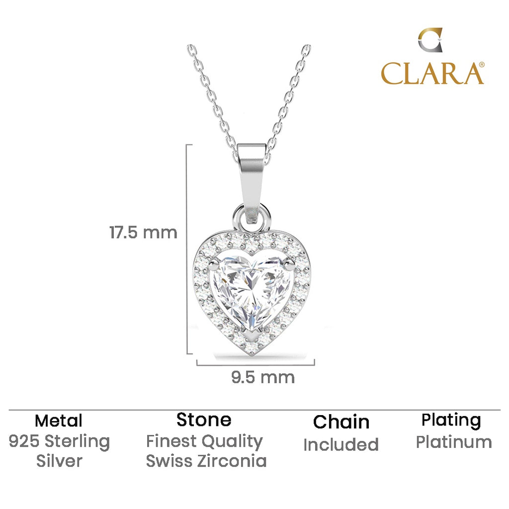 Silver Zilvia Heart Solitaire Pendant Chain