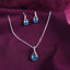 CLARA 925 Sterling Silver Isla Pendant Earring Chain Jewellery Set Rhodium Plated, Swiss Zirconia Gift for Women & Girls