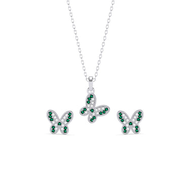 Silver Verde Butterfly Jewellery Set