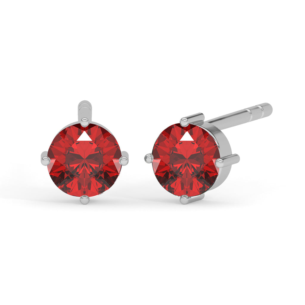 CLARA 925 Sterling Silver Blood Red Studs Earrings Gift for Kids Girls 