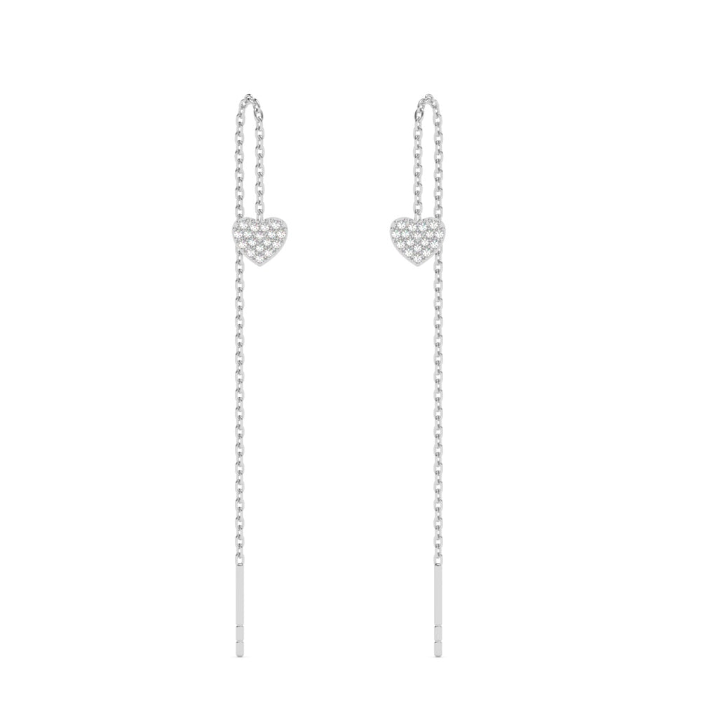 Silver cute Heart Sui Dhaga Threader Earrings