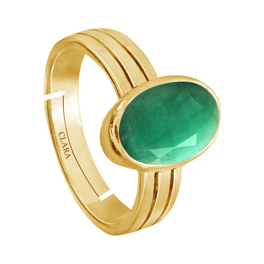 CLARA Certified Original Emerald Panna Gemstone 3.25 to 10.25 ratti or 3 to 9.3 carat Panchdhatu adjustable Ring for Men & Women