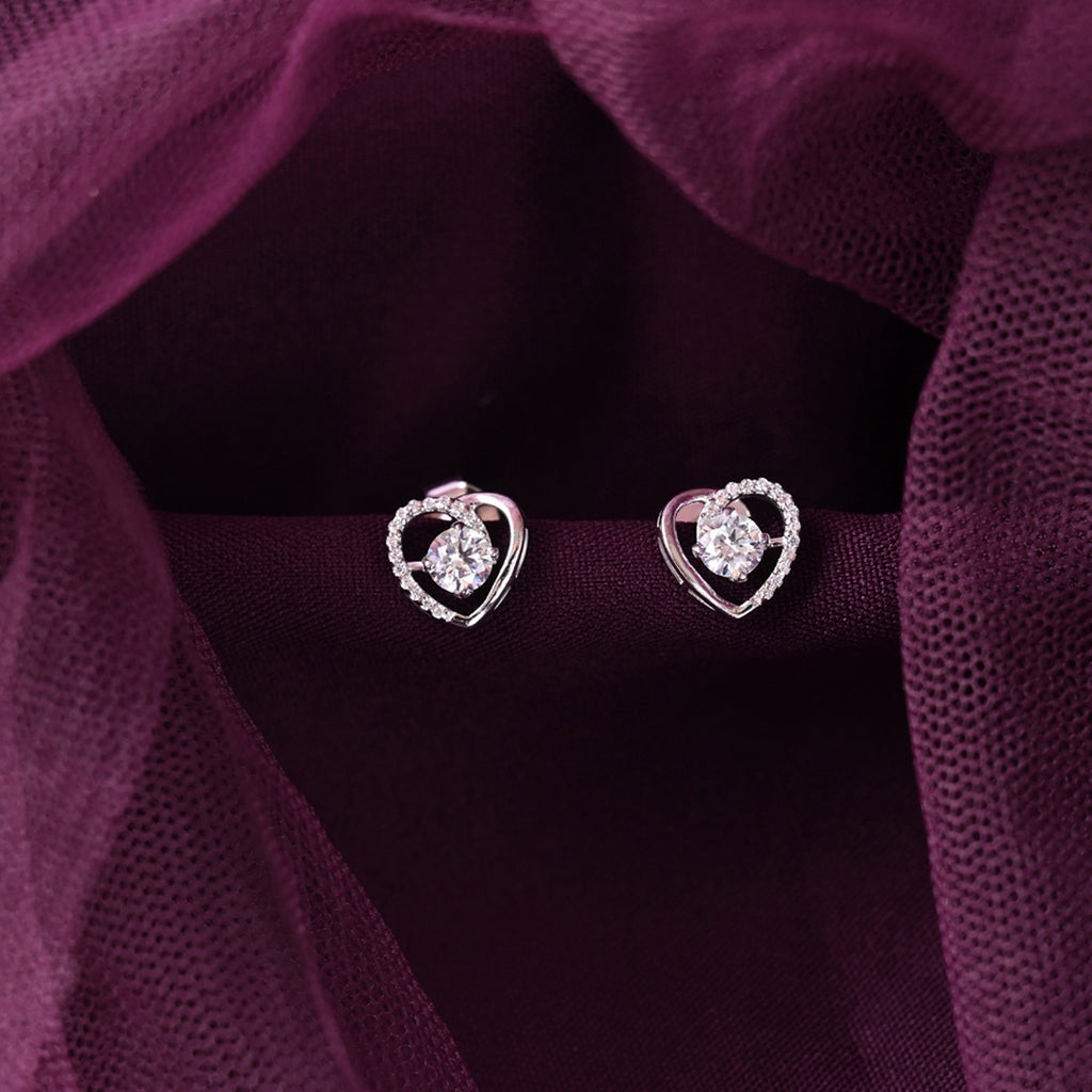 Silver Zola Heart Stud Earrings