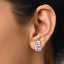 Silver Nera Pink Cushion Solitaire Dangle Drop Earrings