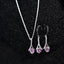 CLARA 925 Sterling Silver Pink Solitaire Pendant Earring Chain Jewellery Set 