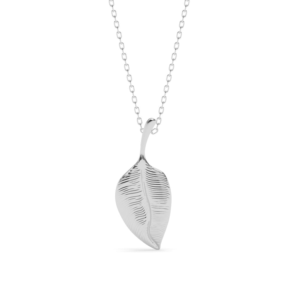 Silver Inas Leaf Pendant Chain Necklace