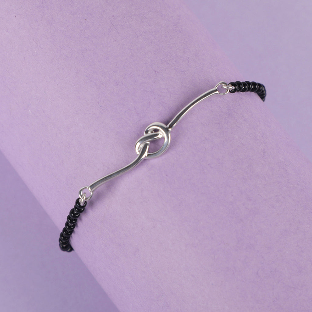 CLARA 925 Sterling Silver Knot Hand Mangalsutra Bracelet