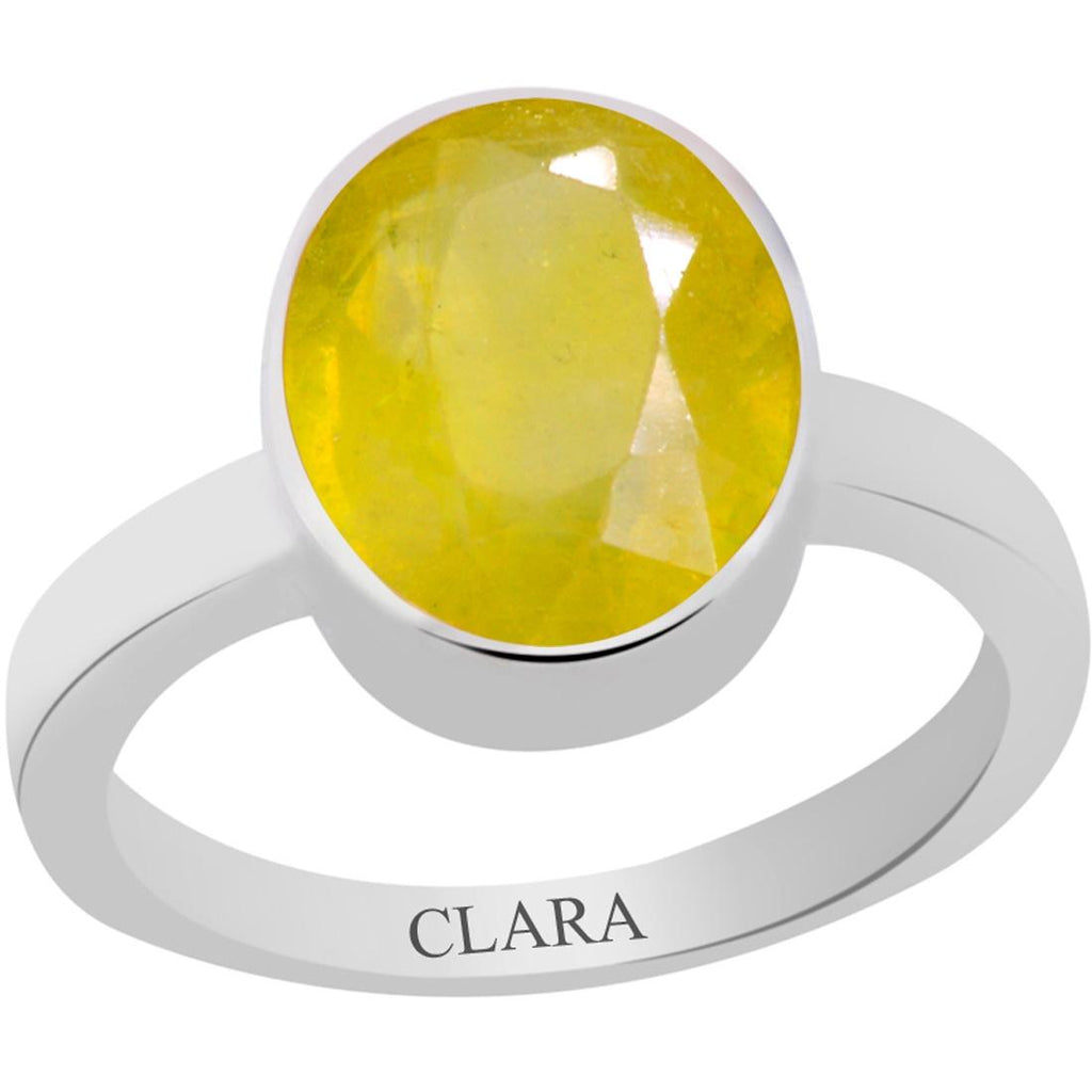 Certified Yellow Sapphire Pukhraj Elegant Silver Ring 8.3cts or 9.25ratti