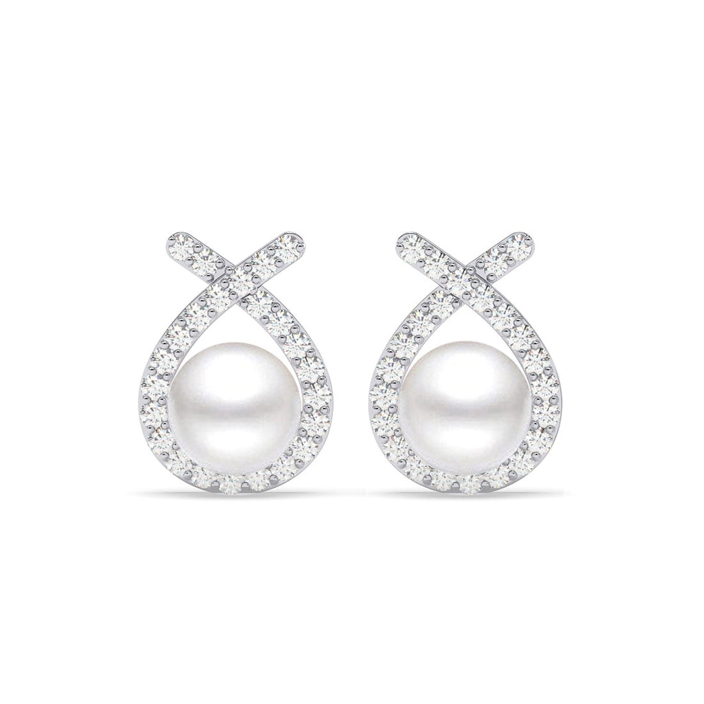 Silver Asal Freshwater Pearl Stud Earrings