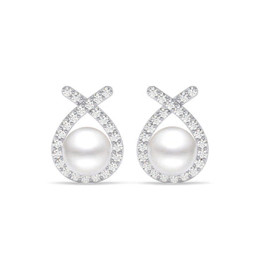 Silver Asal Freshwater Pearl Stud Earrings