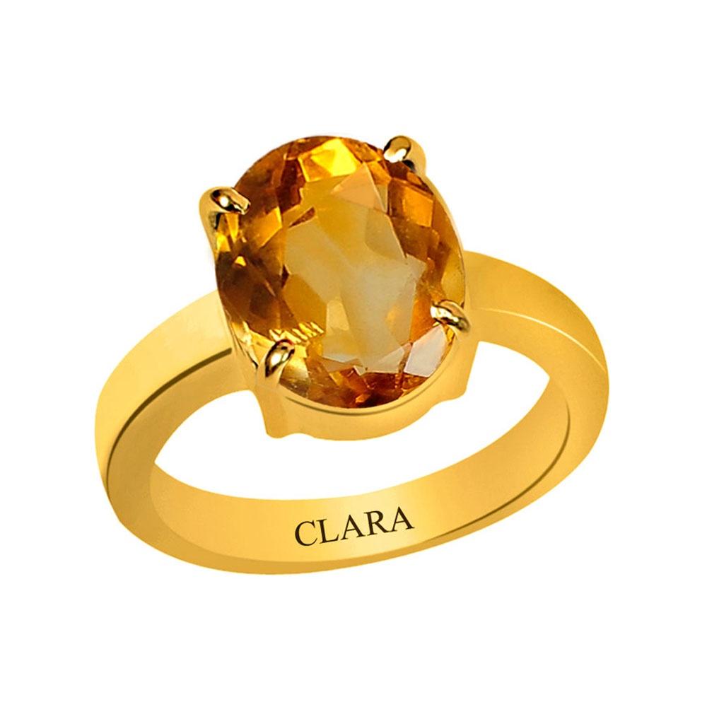 Certified Citrine Sunehla Prongs Panchdhatu Ring 9.3cts or 10.25ratti