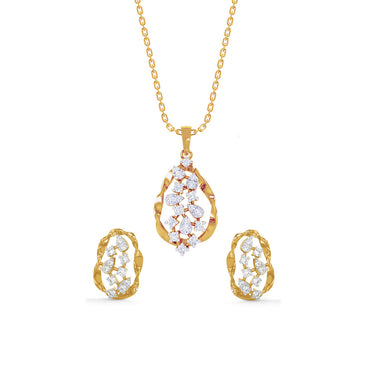 CLARA 925 Sterling Silver Petra Pendant Earring Chain Jewellery Set 