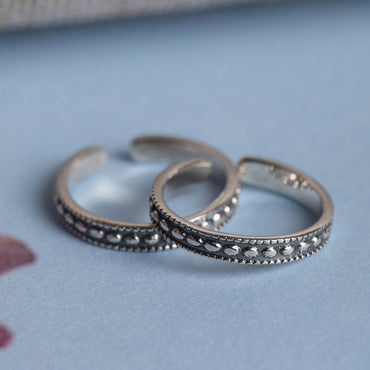 CLARA 925 Sterling Silver Drops Toe Rings Pair 