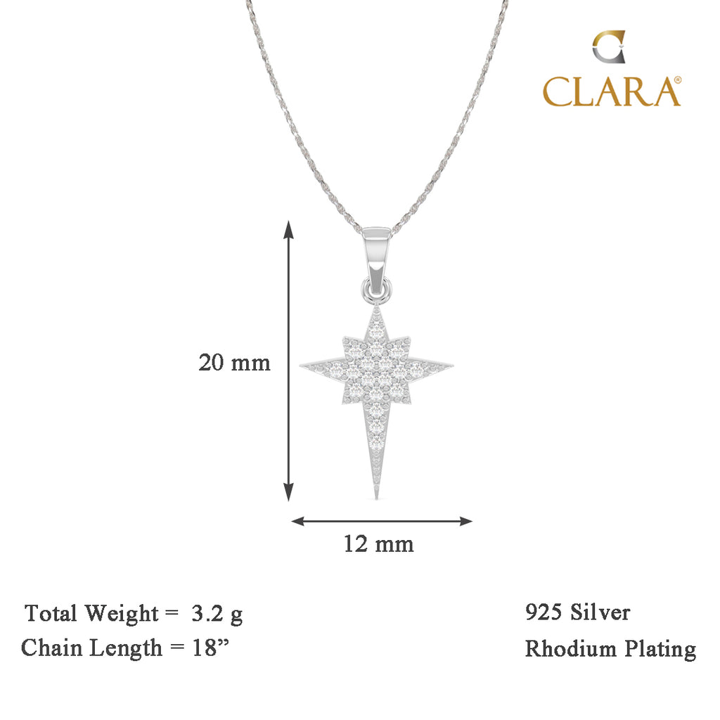 CLARA 925 Sterling Silver Star Jesus Pendant Chain Necklace 