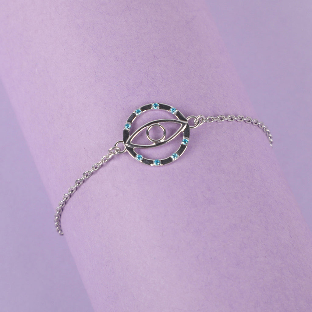 CLARA 925 Sterling Silver Evil Eye Circle Bracelet