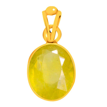 Certified Yellow Sapphire Pukhraj Panchdhatu Pendant 6.5cts or 7.25ratti
