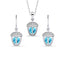 Silver Acorn Blue Solitaire Jewellery Set