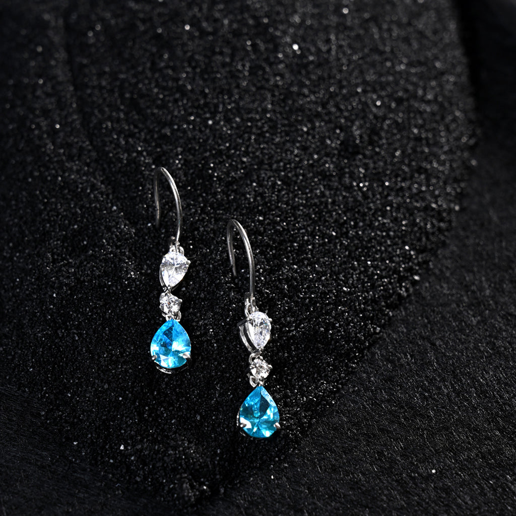 CLARA 925 Sterling Silver Pear Solitaire Earrings 