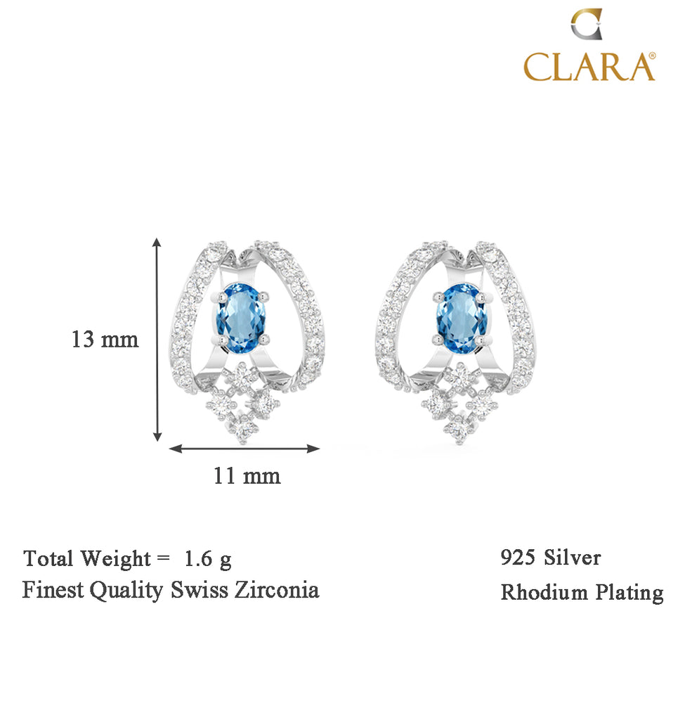 CLARA 925 Sterling Silver Stella Earrings with Screw Back 