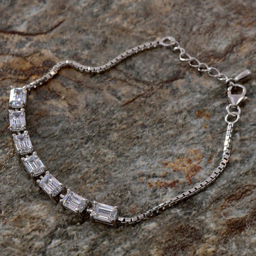 CLARA Made with Swiss Zirconia 925 Sterling Silver Viola Solitaire Bracelet Gift for Women and Girls