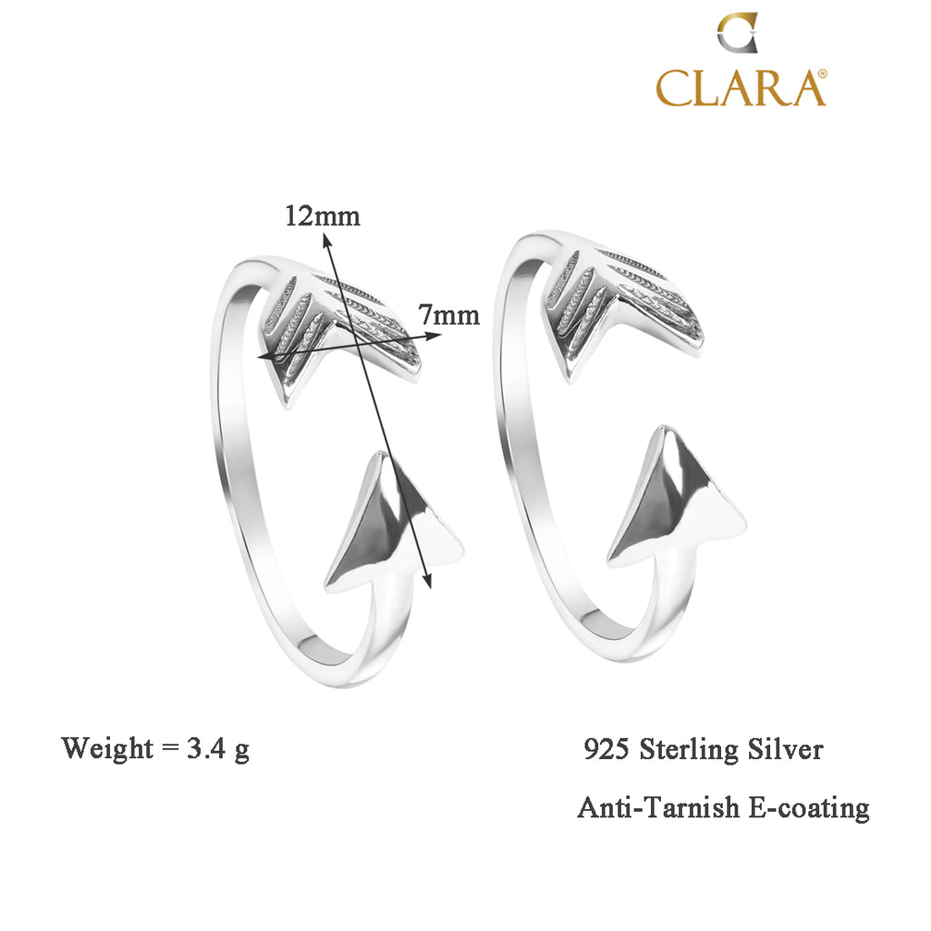 CLARA 925 Sterling Silver Arrow Toe Rings Pair 