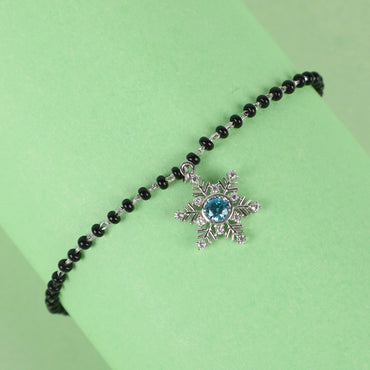 CLARA 925 Sterling Silver Snowflake Hand Mangalsutra Bracelet