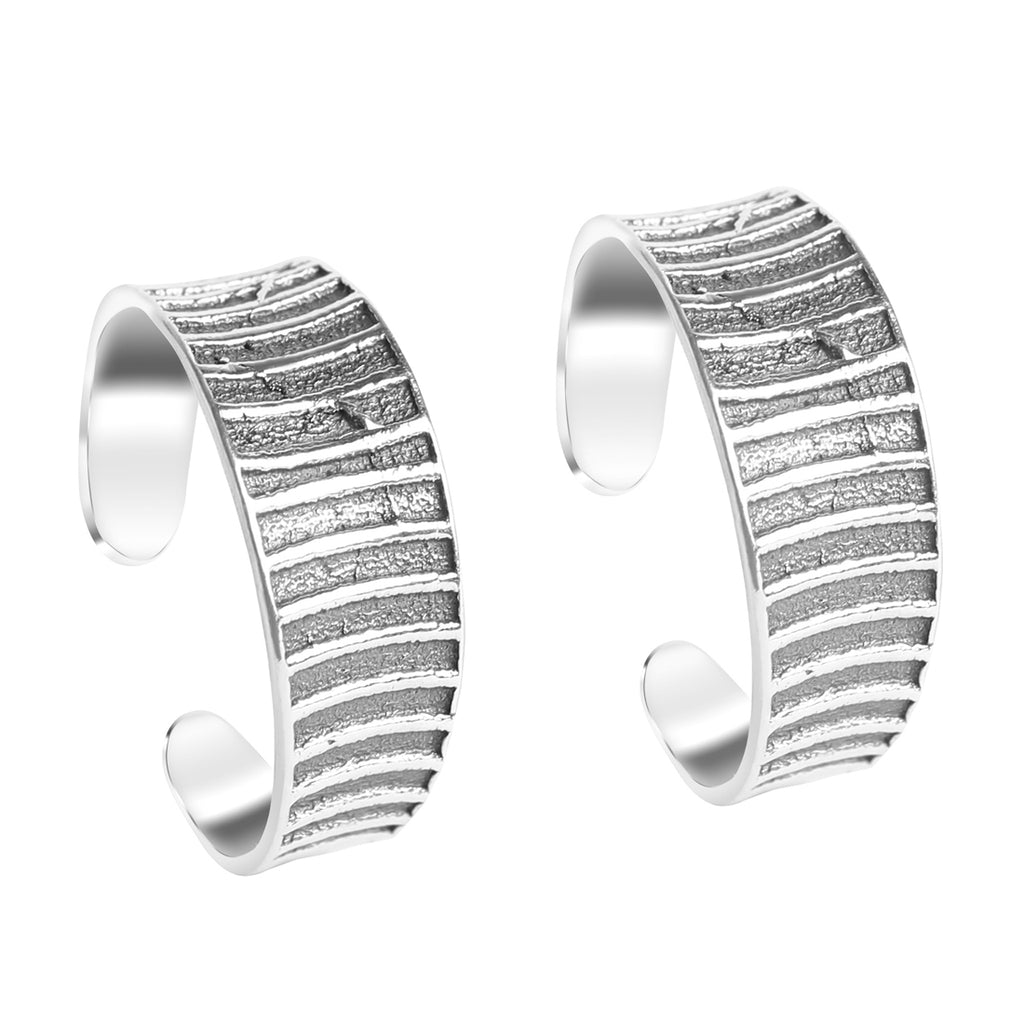 CLARA 925 Sterling Silver Line Toe Rings Pair 