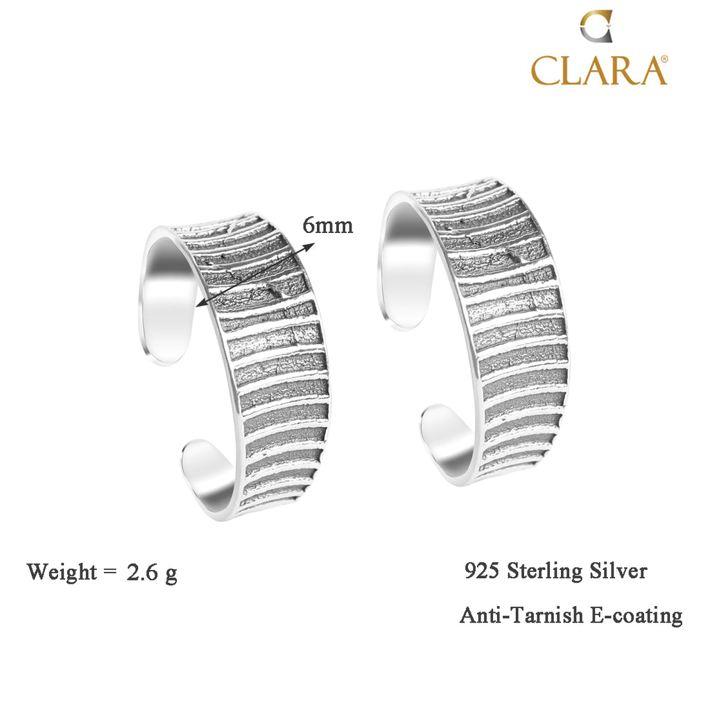 CLARA 925 Sterling Silver Line Toe Rings Pair 