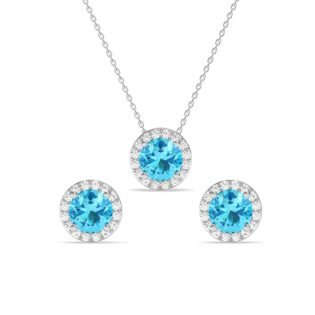 Silver Orsa Blue Solitaire Jewellery Set