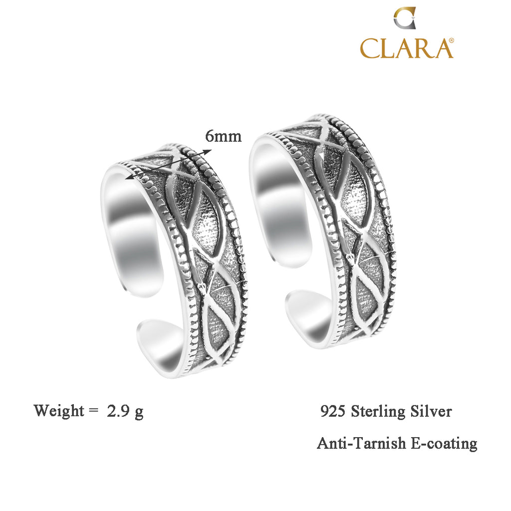 CLARA 925 Sterling Silver Irka Toe Rings Pair 