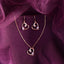 CLARA 925 Sterling Silver Pink Heart Pendant Earring Chain Jewellery Set 