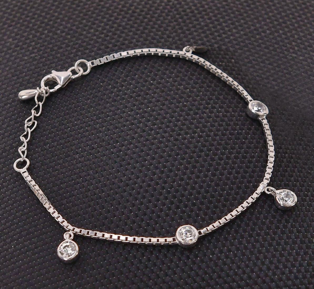 CLARA Made with Swiss Zirconia 925 Sterling Silver Pia Solitaire Bracelet Gift for Women and Girls