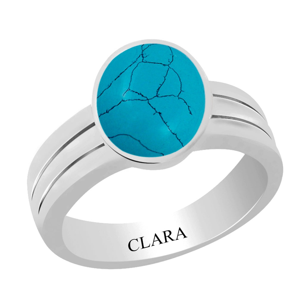 Certified Turquoise Firoza Line Stunning Silver Ring 8.3cts or 9.25ratti