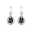 Silver Jino Green Solitaire Dangle Drop Earrings