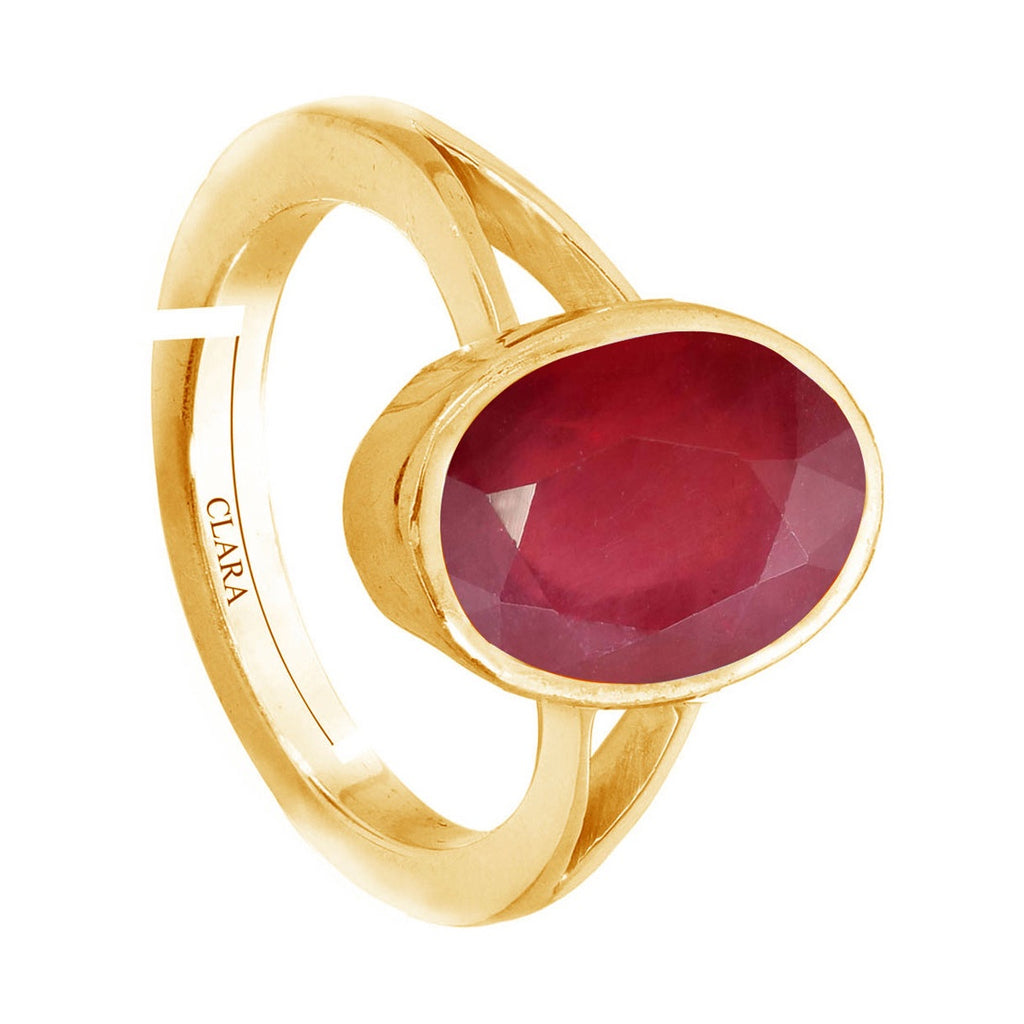 CLARA Certified Original Ruby Manik Gemstone 3.25 to 10.25 ratti or 3 to 9.3 carat Panchdhatu adjustable Ring for Men & Women