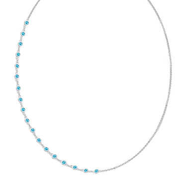 CLARA 925 Sterling Silver Blue Topaz Charm Minimal Necklace Chain 