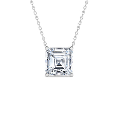 Silver Asscher Solitaire Pendant Chain