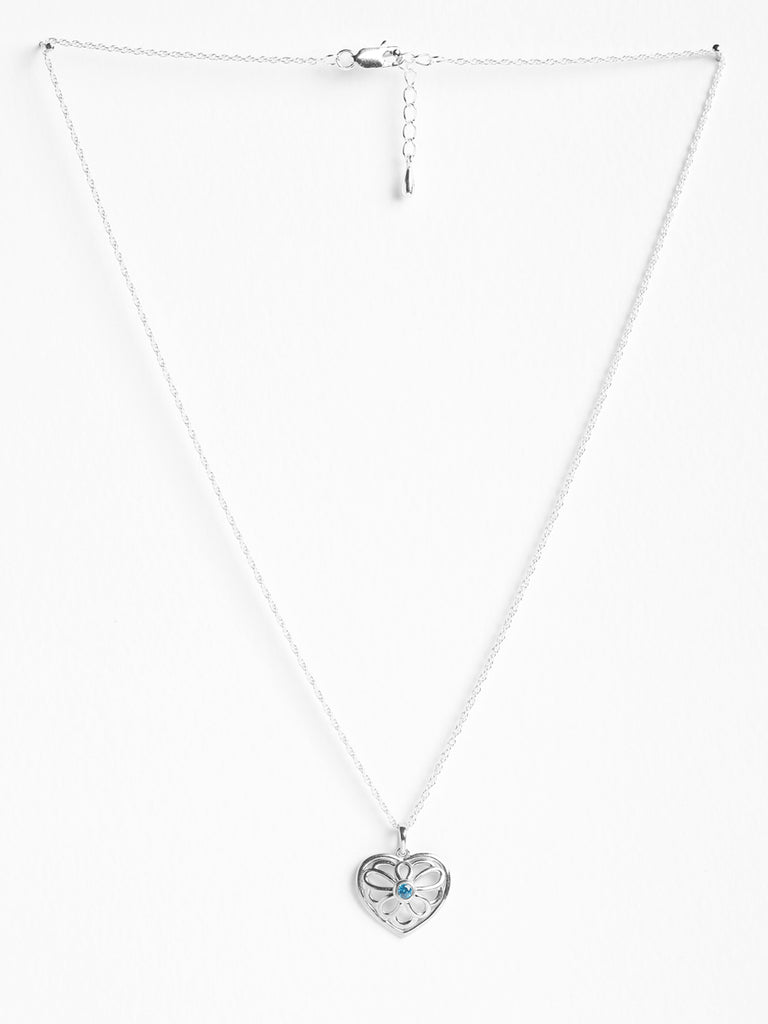 CLARA 925 Sterling Silver Blue Heart Pendant Chain Necklace 