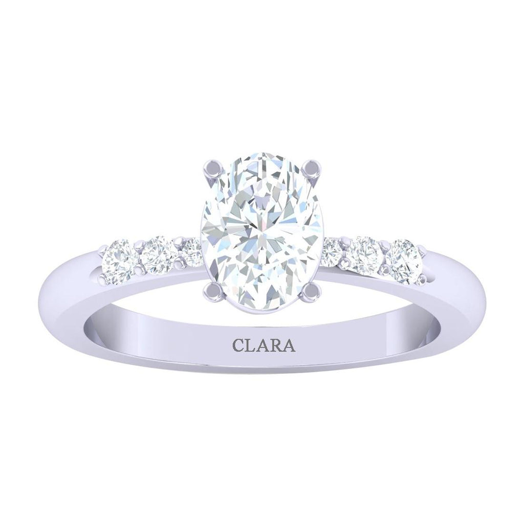 CLARA Made with Swiss Zirconia 925 Sterling Silver Oval Solitaire Ring Gift for Women and Girls