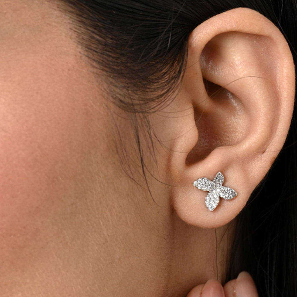 Silver Floral Stud Earrings