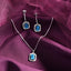 CLARA 925 Sterling Silver Azul Pendant Earring Chain Jewellery Set Rhodium Plated, Swiss Zirconia Gift for Women & Girls