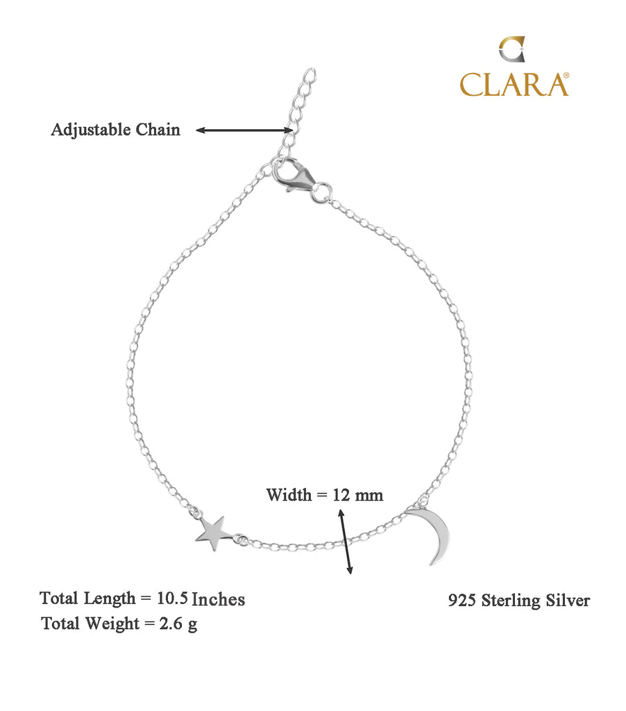 CLARA 925 Sterling Silver Minimal Anklet Payal ( Single ) Adjustable Chain Gift for Women and Girls