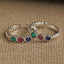 CLARA 925 Sterling Silver colorful Toe Rings Pair Size Adjustable Gift for Women and Girls