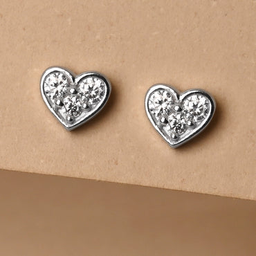 CLARA 925 Sterling Silver Heart Studs Earrings Gift for Kids Girls