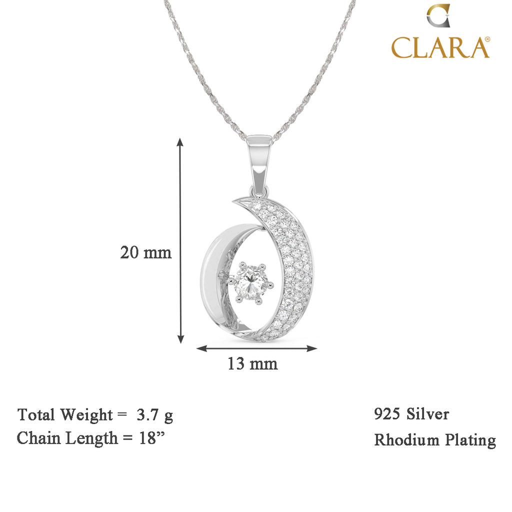 CLARA 925 Sterling Silver Rosa Pendant Chain Necklace 