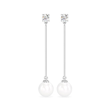 CLARA 925 Sterling Silver Pearl Yua Earrings | Rhodium Plated, Swiss Zirconia , Screw Back | Gift for Women & Girls