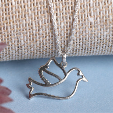 CLARA 925 Sterling Silver Bird Pendant Chain Necklace 