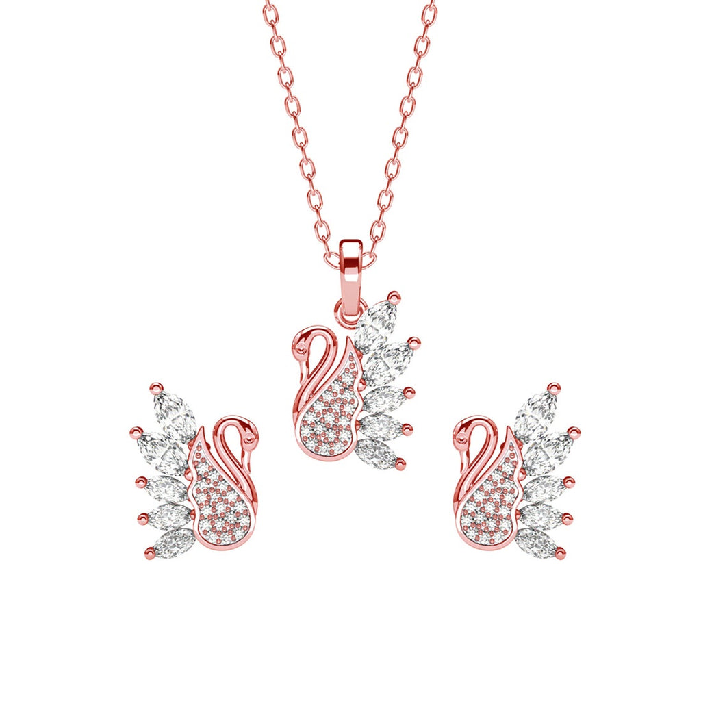 Silver Dancing Swan Jewellery Set 