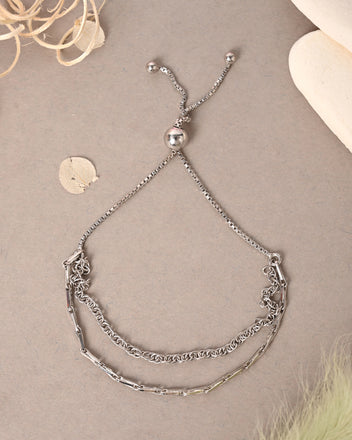 CLARA 925 Pure Silver Double chain Bracelet