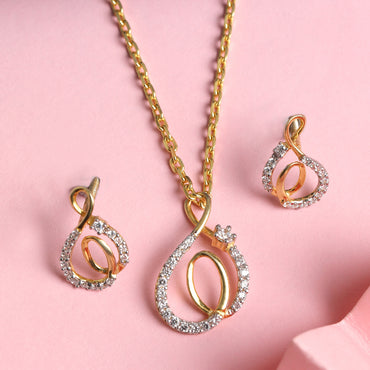 CLARA 925 Sterling Silver Flavia Pendant Earring Chain Jewellery Set 